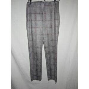 Zara Womens Plaid Stretch Mid RISE Pull On Pants Leggings Sz M Gray Faux Suede
